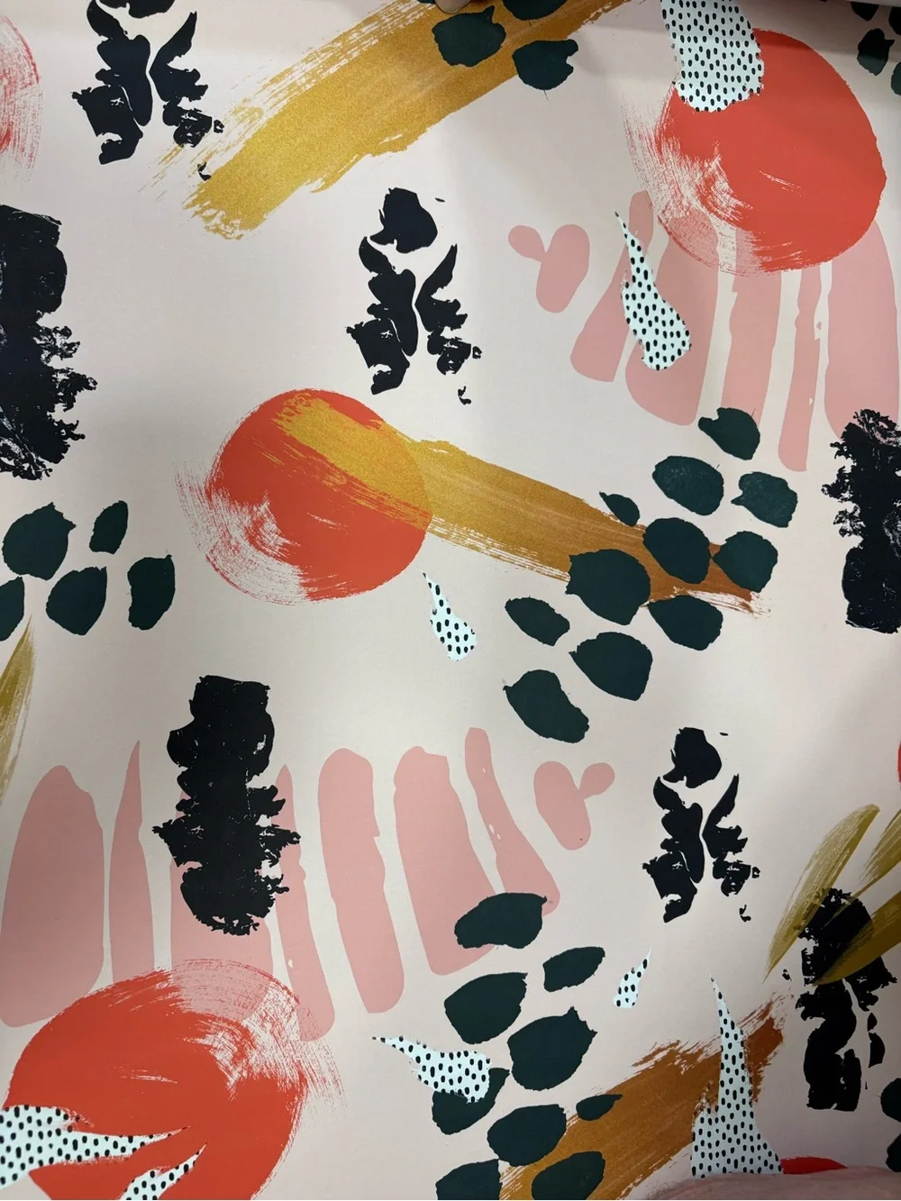 Brewster home fashions abstract BoHo wallpaper roll MCM pink/orange/black modern